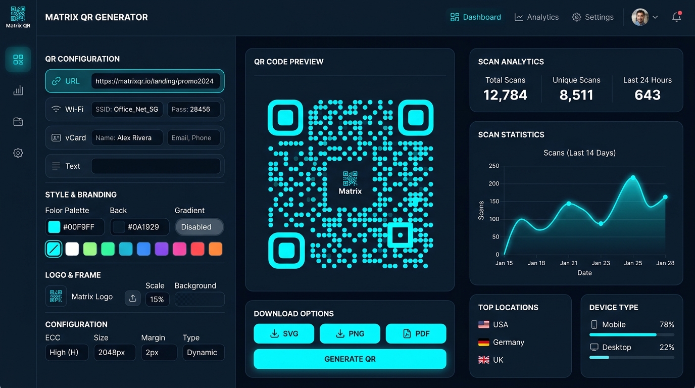 Dynamic QR Code Matrix Engine
